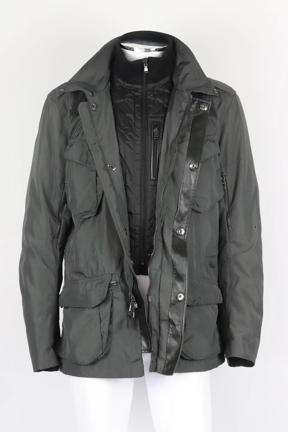 RALPH LAUREN BLACK LABEL MEN'S LEATHER TRIMMED SHELL UTILITY JACKET LARGE - Image 3