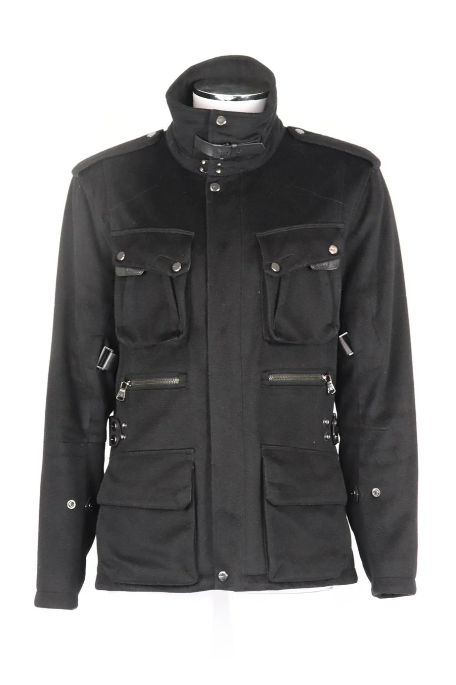 RALPH LAUREN BLACK LABEL MEN'S LEATHER TRIMMED WOOL UTILITY JACKET LARGE - Image 2