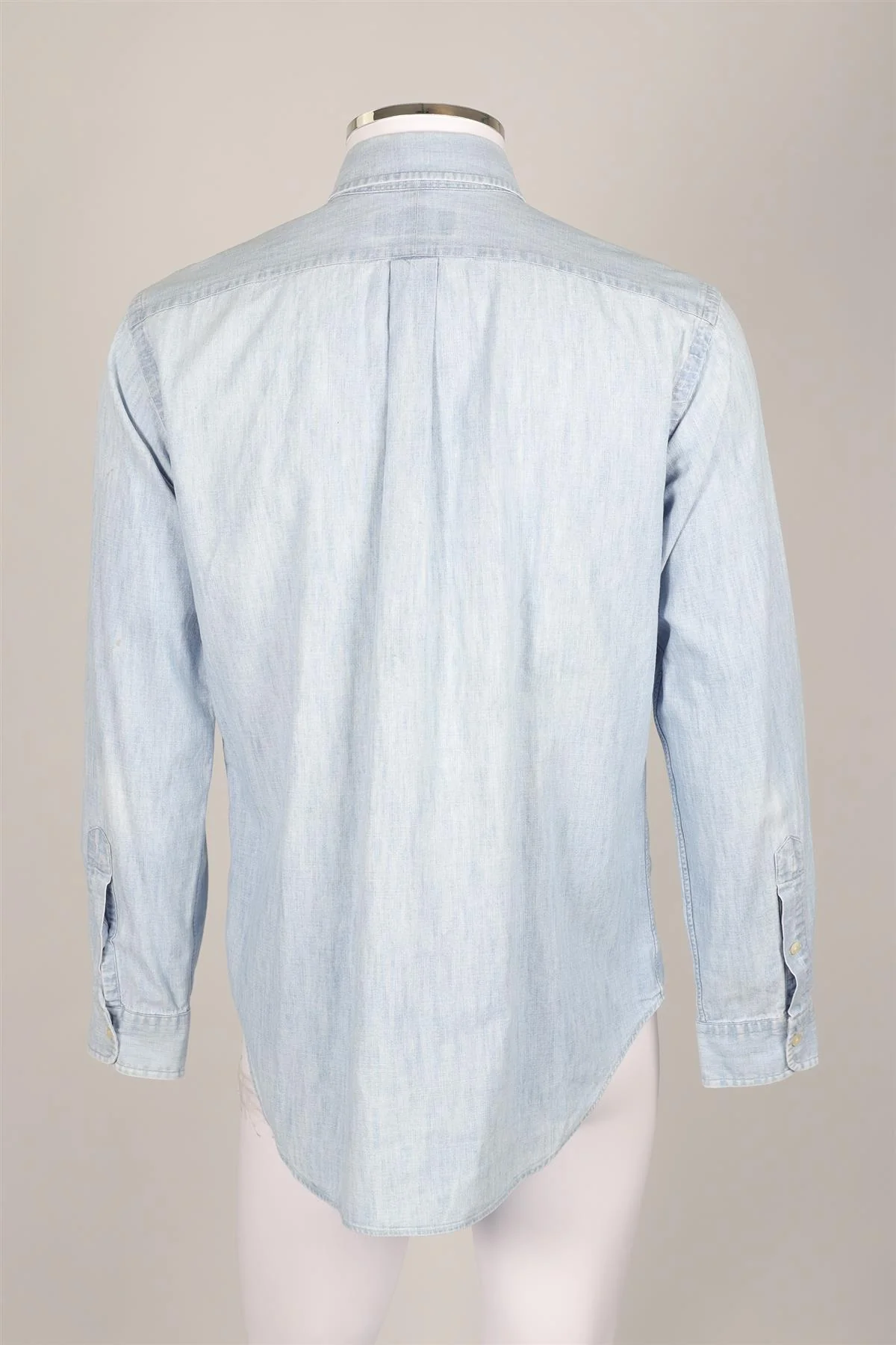 RALPH LAUREN BLUE MEN'S CHAMBRAY SHIRT MEDIUM - Image 4