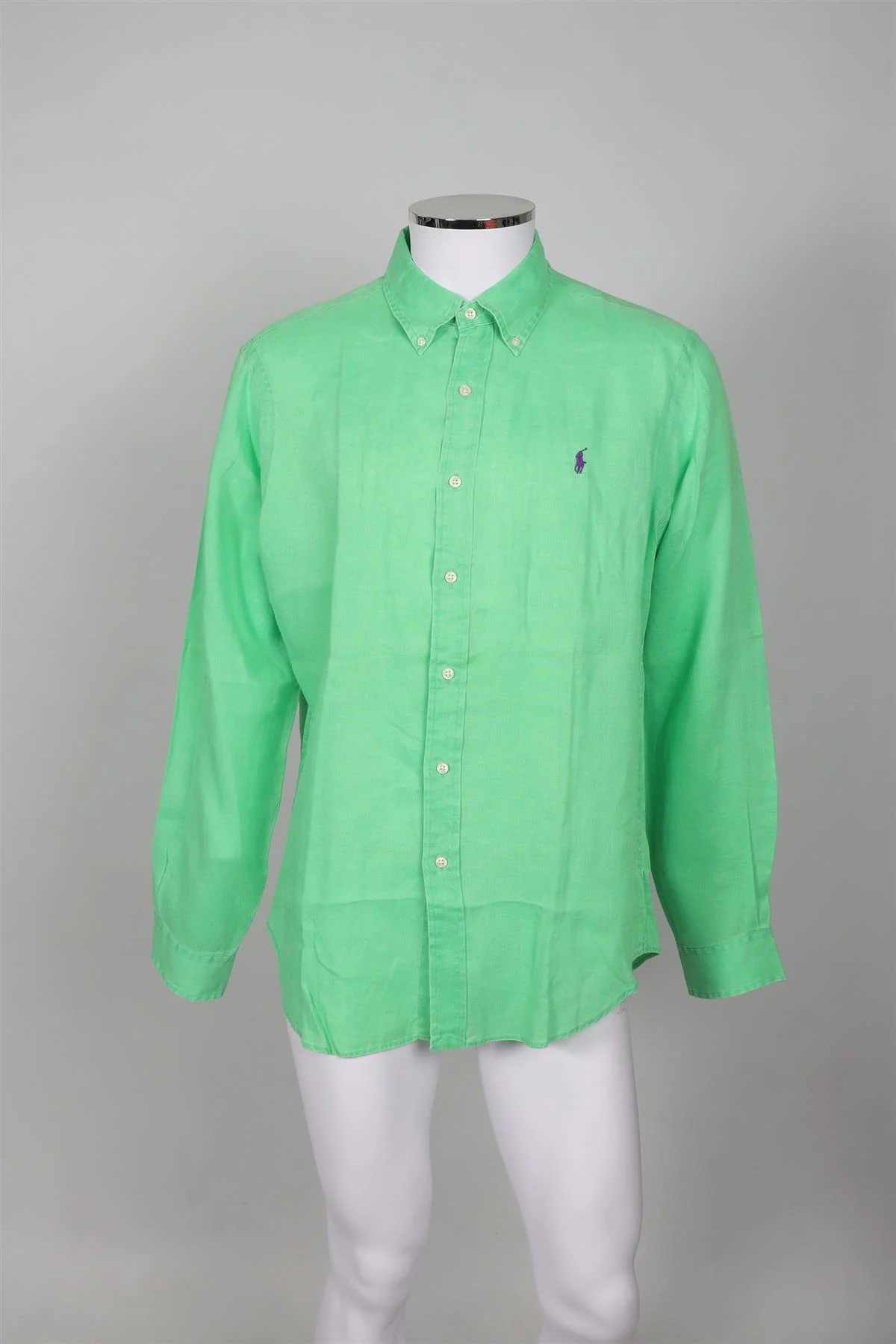 RALPH LAUREN GREEN MEN'S LINEN SHIRT LARGE - Image 2