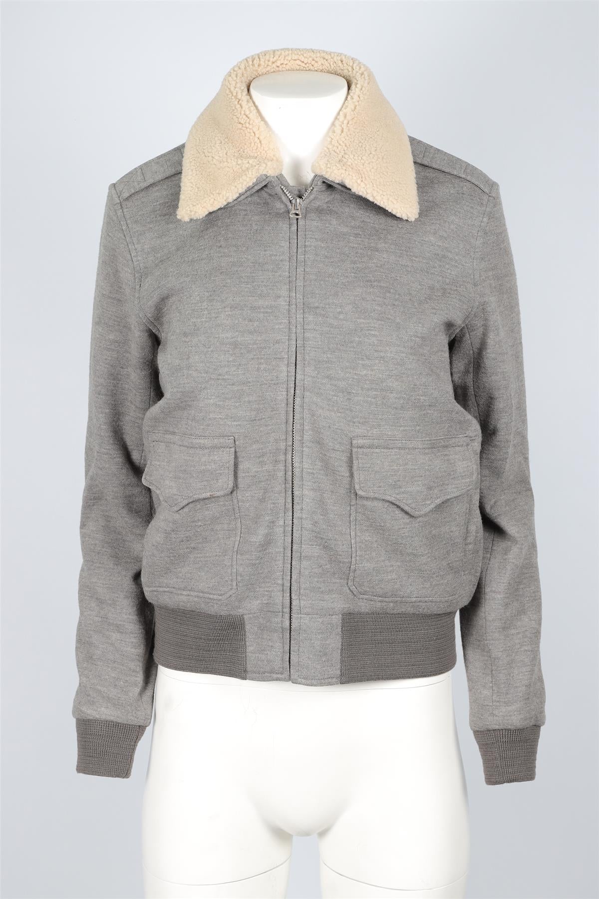 RALPH LAUREN GREY SHEARLING AND WOOL JACKET MEDIUM - Image 2