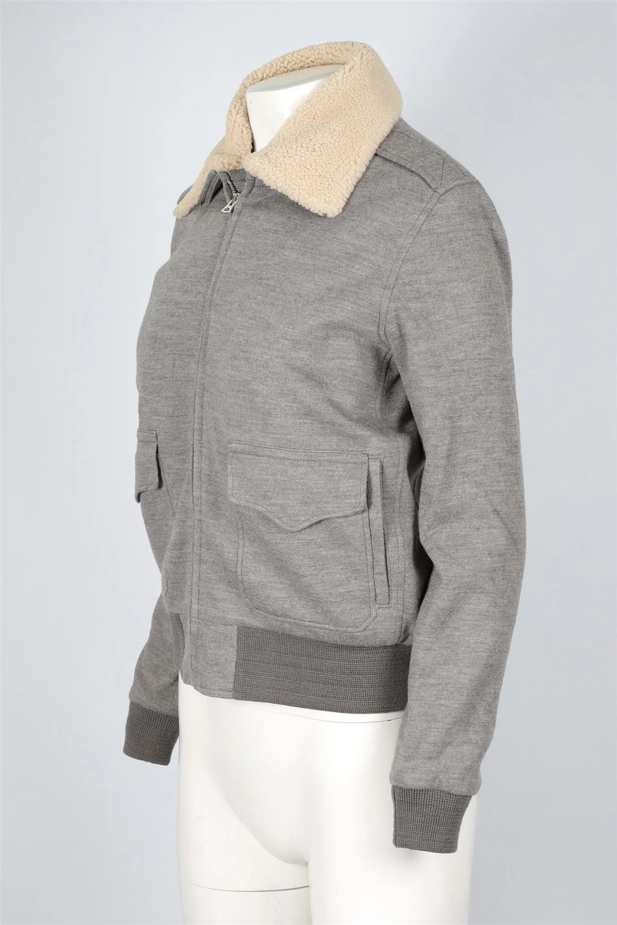 RALPH LAUREN GREY SHEARLING AND WOOL JACKET MEDIUM - Image 3