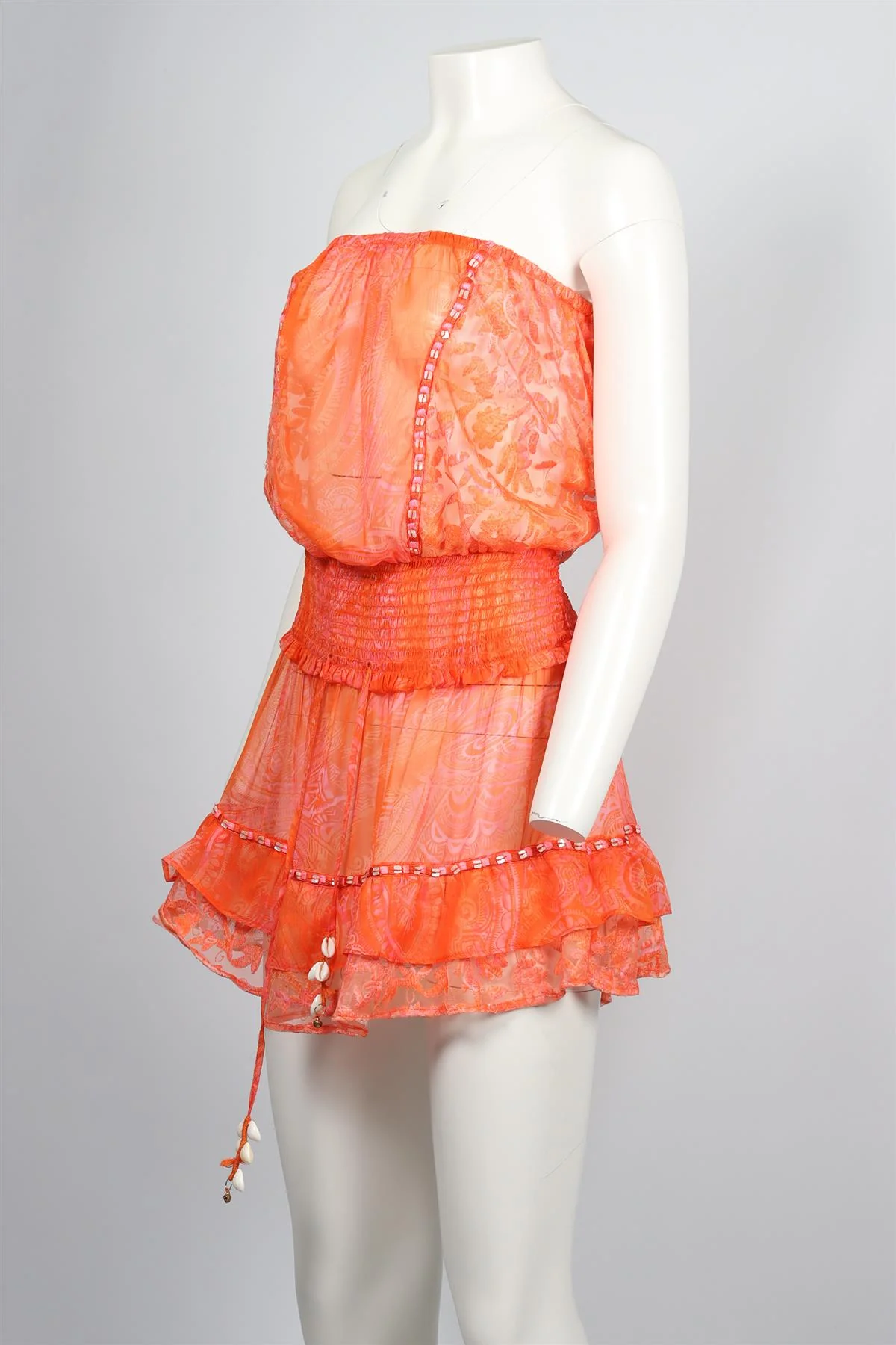 RAMY BROOK ORANGE CHIFFON MINI DRESS LARGE - Image 3
