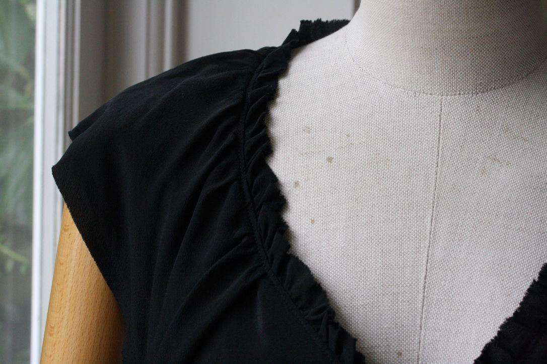 RAQUEL ALLEGRA BLACK SILK RUFFLE DRESS SIZE 1 UK 8/10 - Image 2