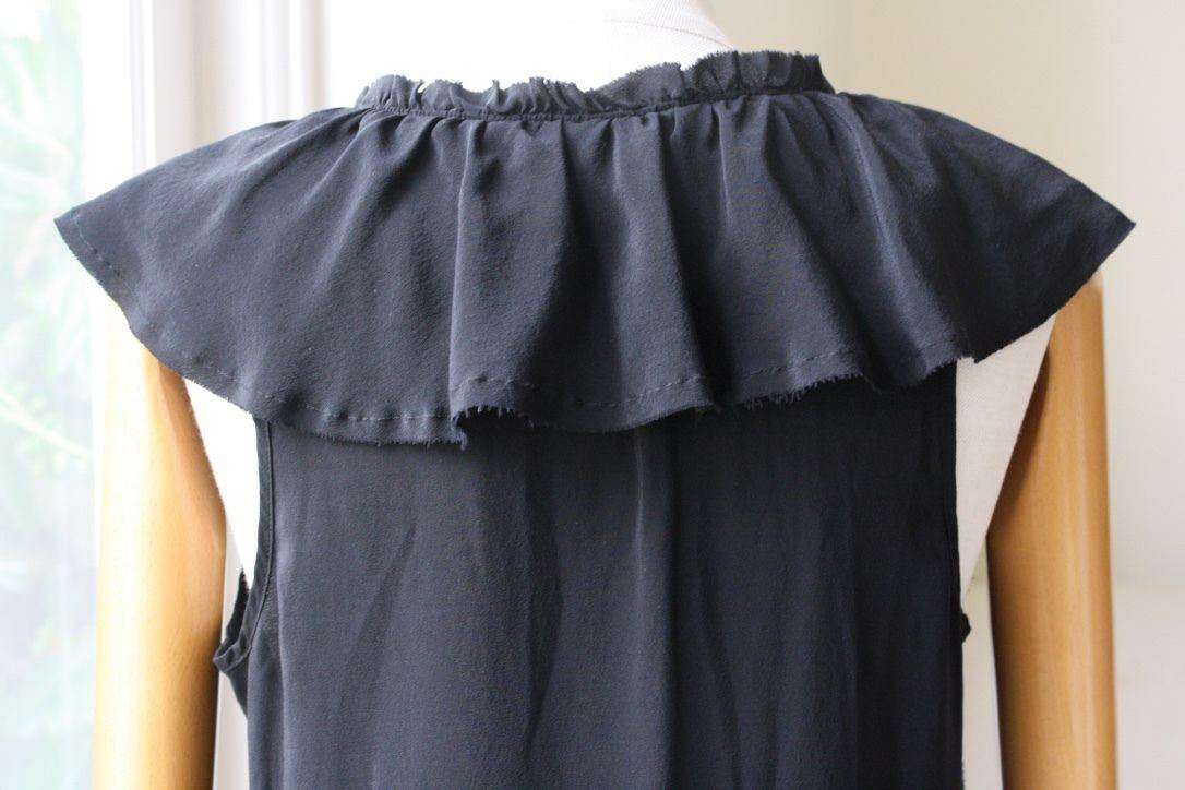 RAQUEL ALLEGRA BLACK SILK RUFFLE DRESS SIZE 1 UK 8/10 - Image 4