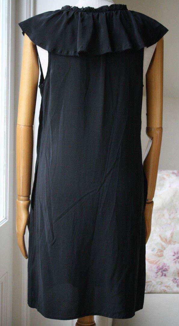 RAQUEL ALLEGRA BLACK SILK RUFFLE DRESS SIZE 1 UK 8/10 - Image 7