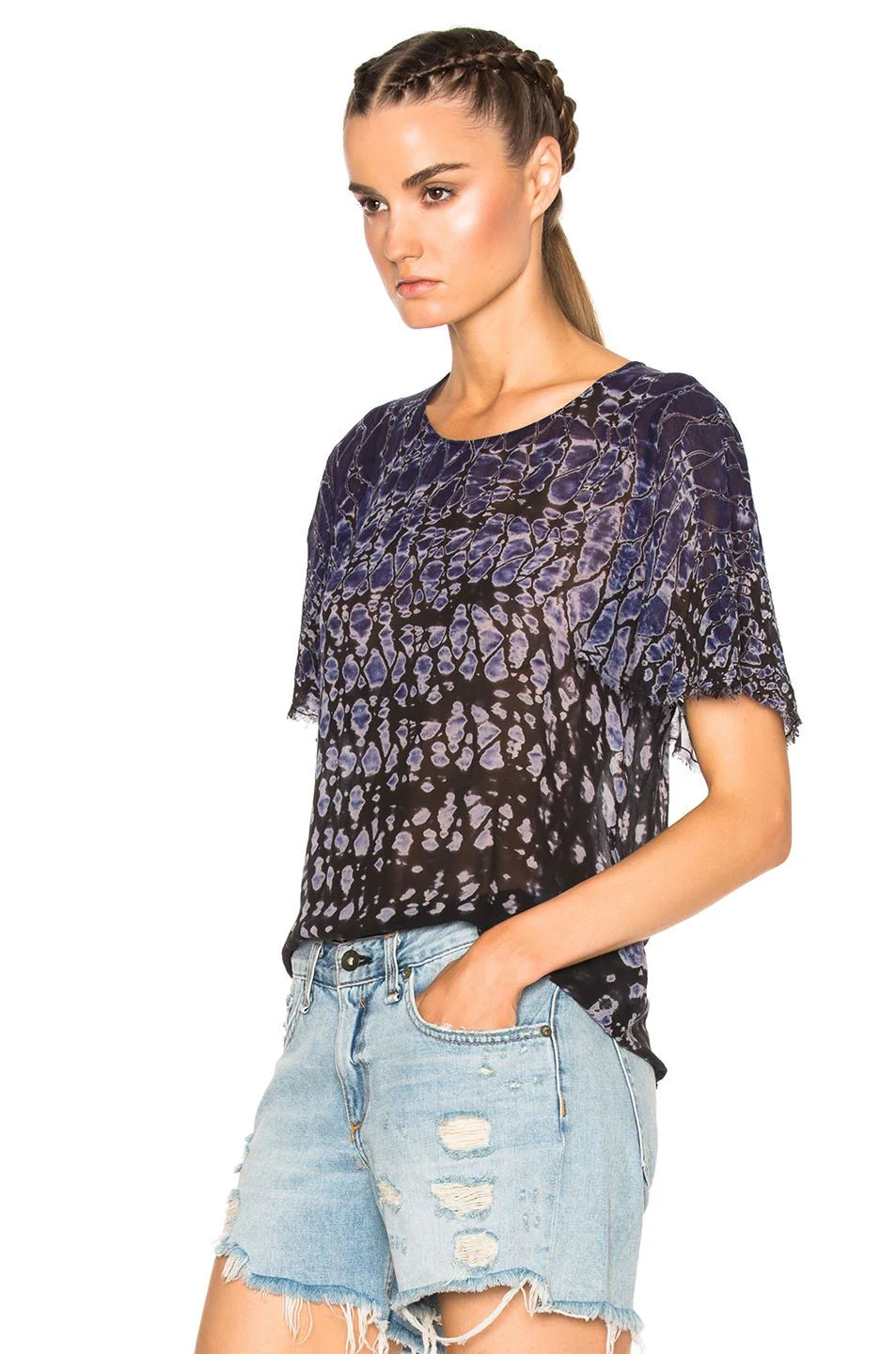 RAQUEL ALLEGRA PETAL SLEEVE TOP IN MIDNIGHT UK 8 - Image 5