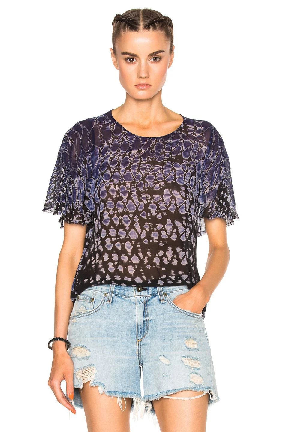 RAQUEL ALLEGRA PETAL SLEEVE TOP IN MIDNIGHT UK 8 - Image 9