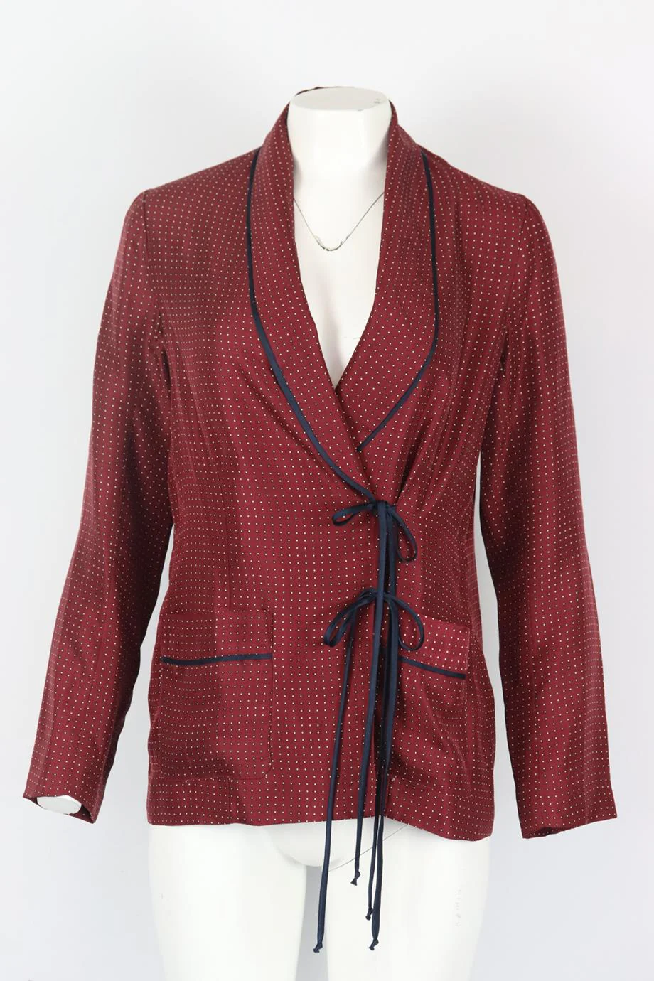 RAQUEL ALLEGRA POLKA DOT SILK JACKET UK 8 - Image 2