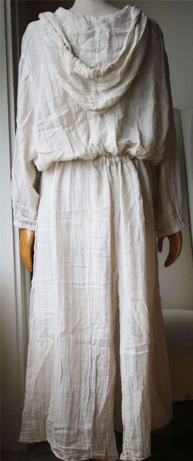 RAQUEL ALLEGRA STRIPED COTTON GAUZE HOODED COAT UK 8 - Image 4