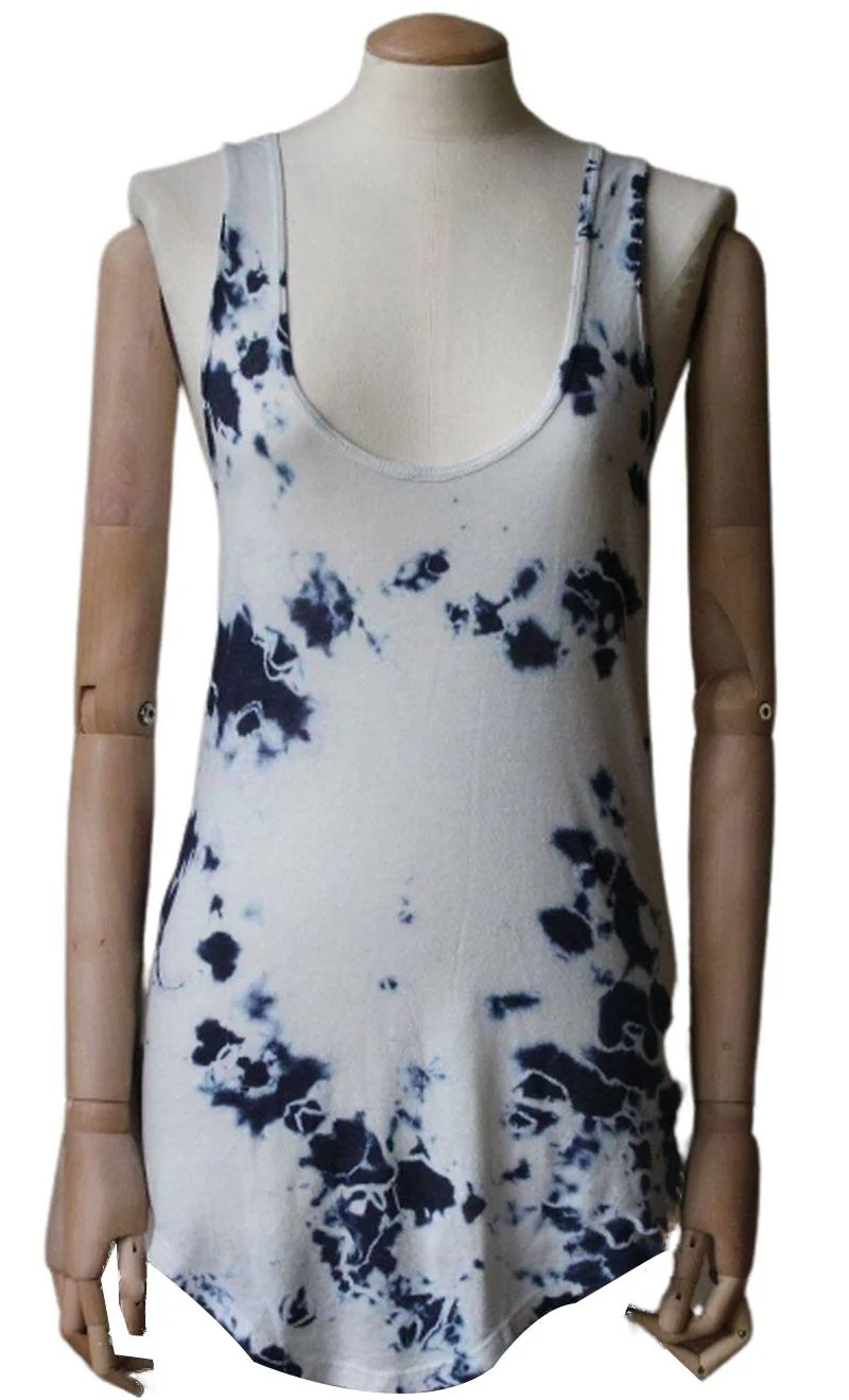 RAQUEL ALLEGRA TIE-DYE COTTON-BLEND JERSEY TANK TOP UK 8 - Image 2