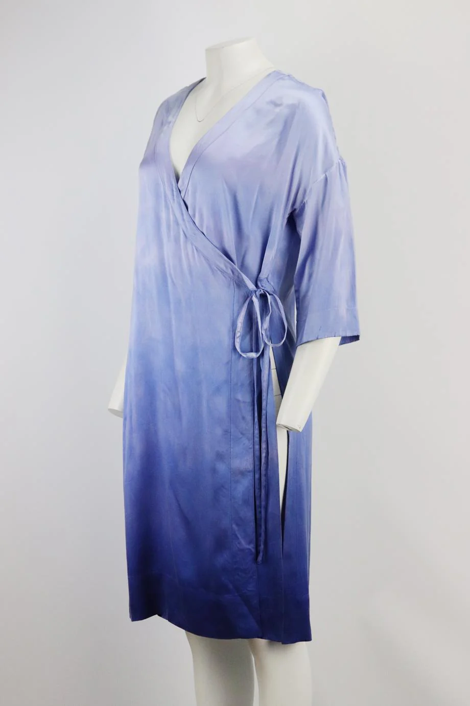 RAQUEL ALLEGRA TIE DYED SILK WRAP ROBE UK 6 - Image 3
