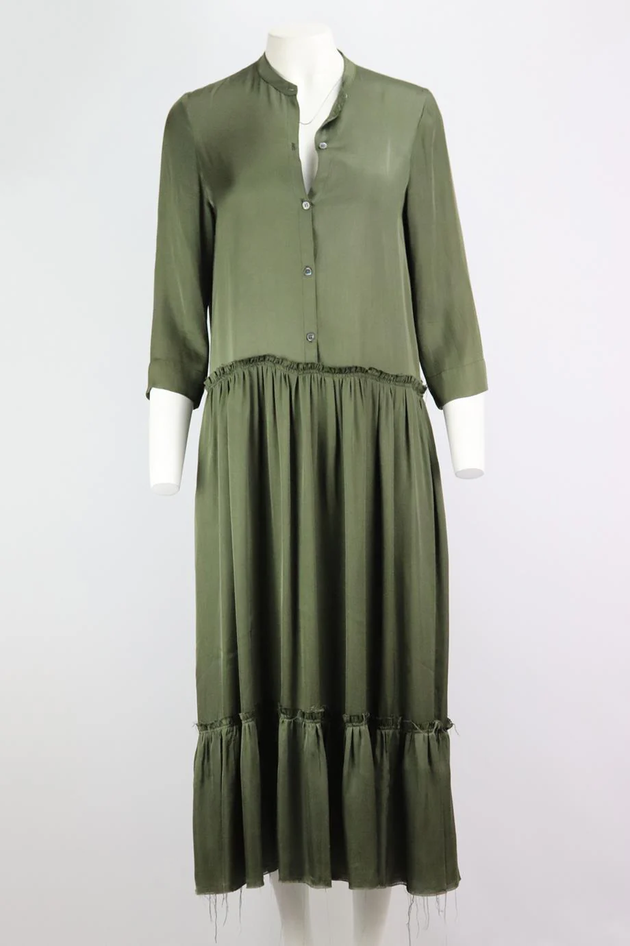 RAQUEL ALLEGRA TIERED SATIN MAXI DRESS UK 12 - Image 2