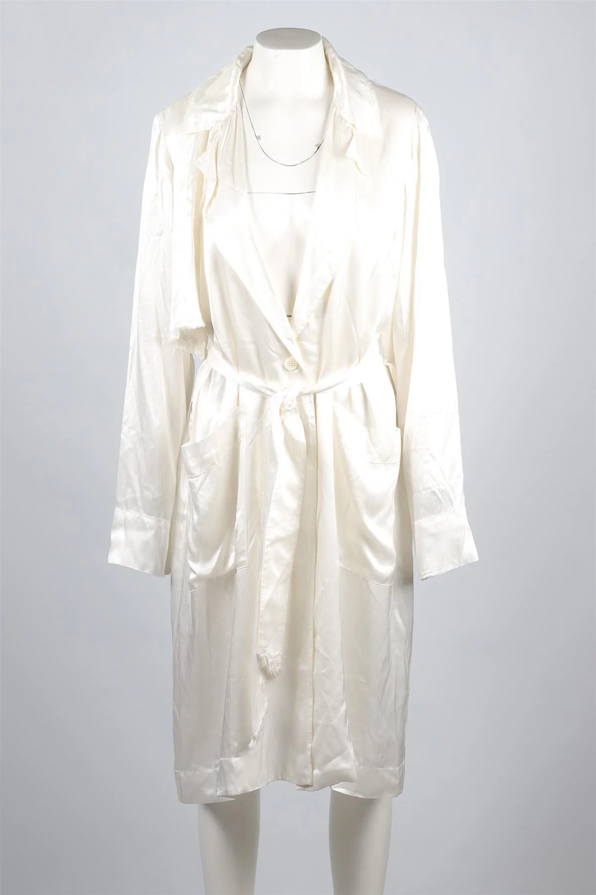 RAQUEL ALLEGRA WHITE SATIN TRENCH COAT UK 6 - Image 2