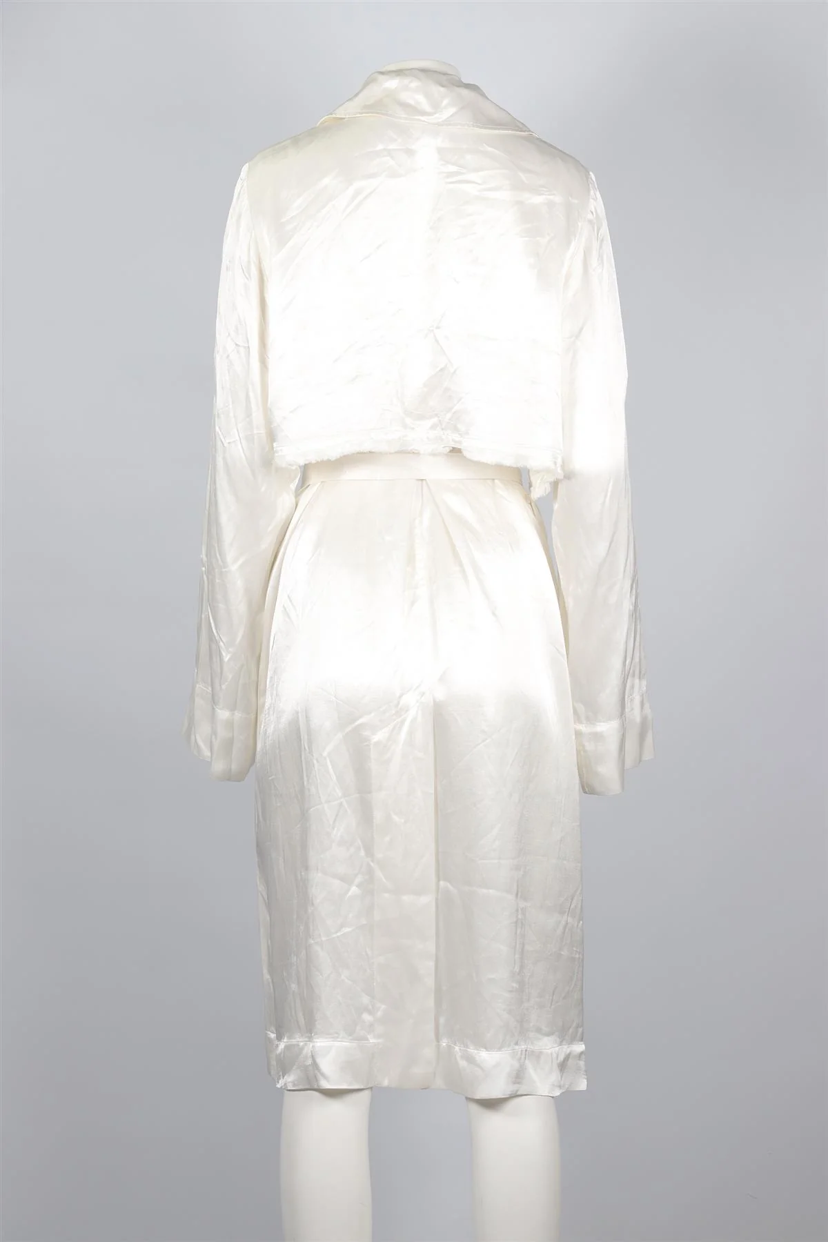 RAQUEL ALLEGRA WHITE SATIN TRENCH COAT UK 6 - Image 4