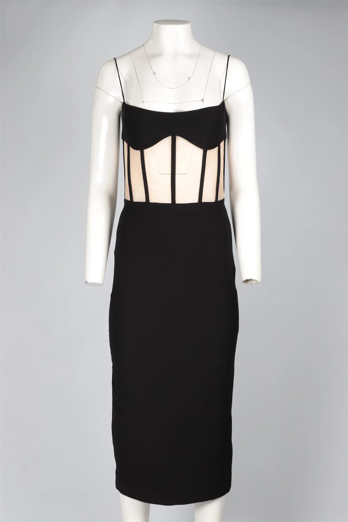 RASARIO BLACK CADY MIDI DRESS FR 36 UK 8 - Image 2
