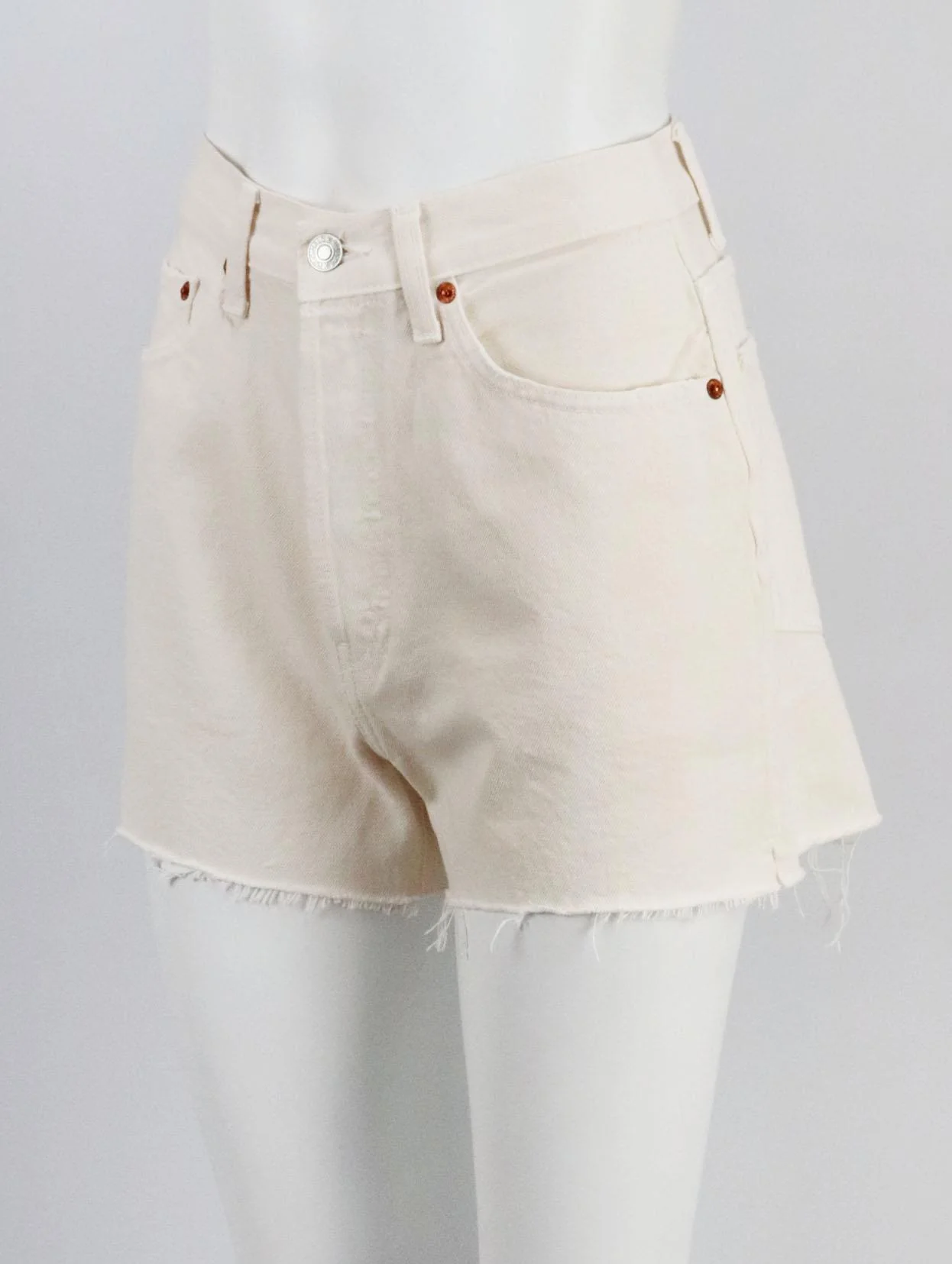 RE/DONE 50S DISTRESSED DENIM SHORTS W28 UK 10 - Image 3