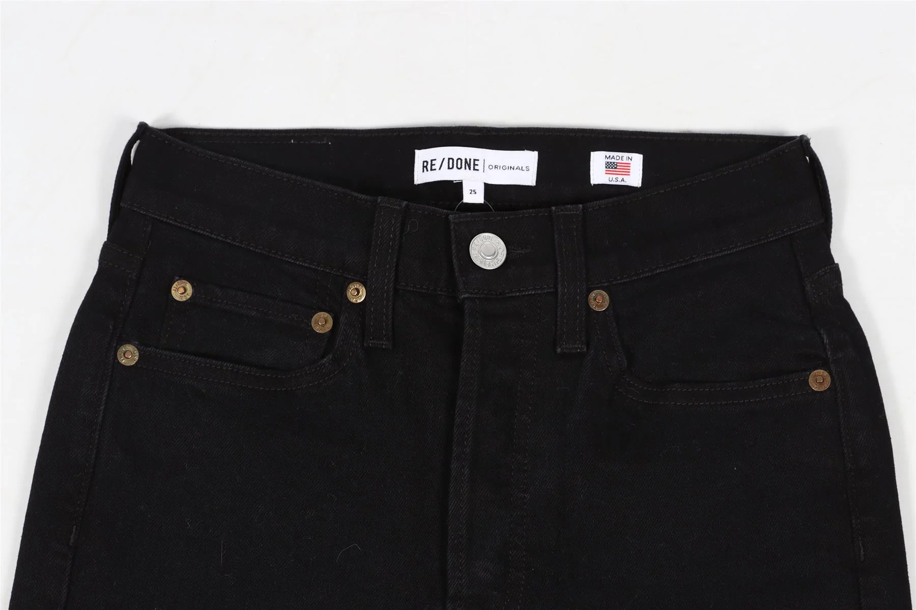 RE/DONE BLACK HIGH RISE SKINNY JEANS W25 UK 6-8 - Image 4