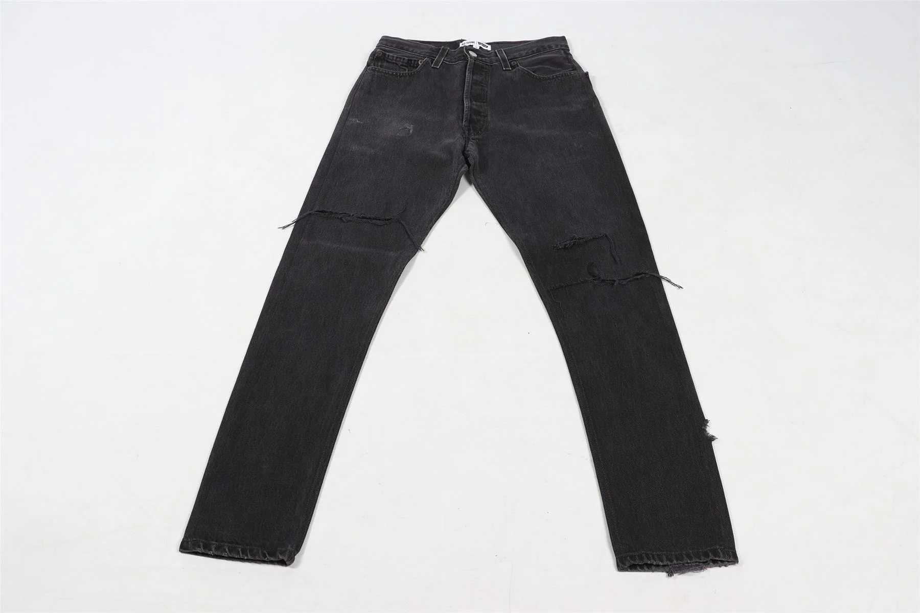 RE/DONE BLACK HIGH RISE STRAIGHT LEG JEANS W24 UK 6 - Image 3