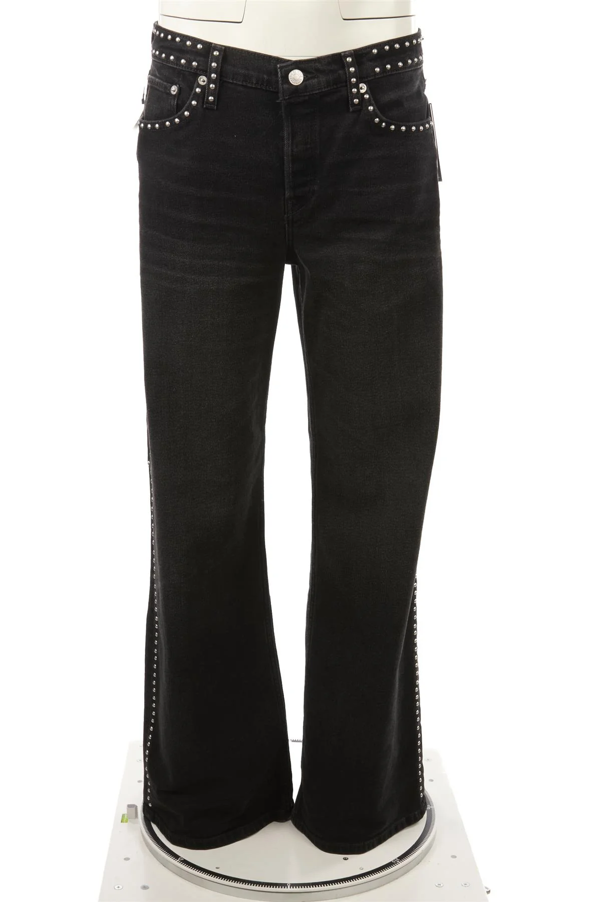 RE/DONE BLACK HIGH RISE WIDE LEG JEANS W30 - Image 2