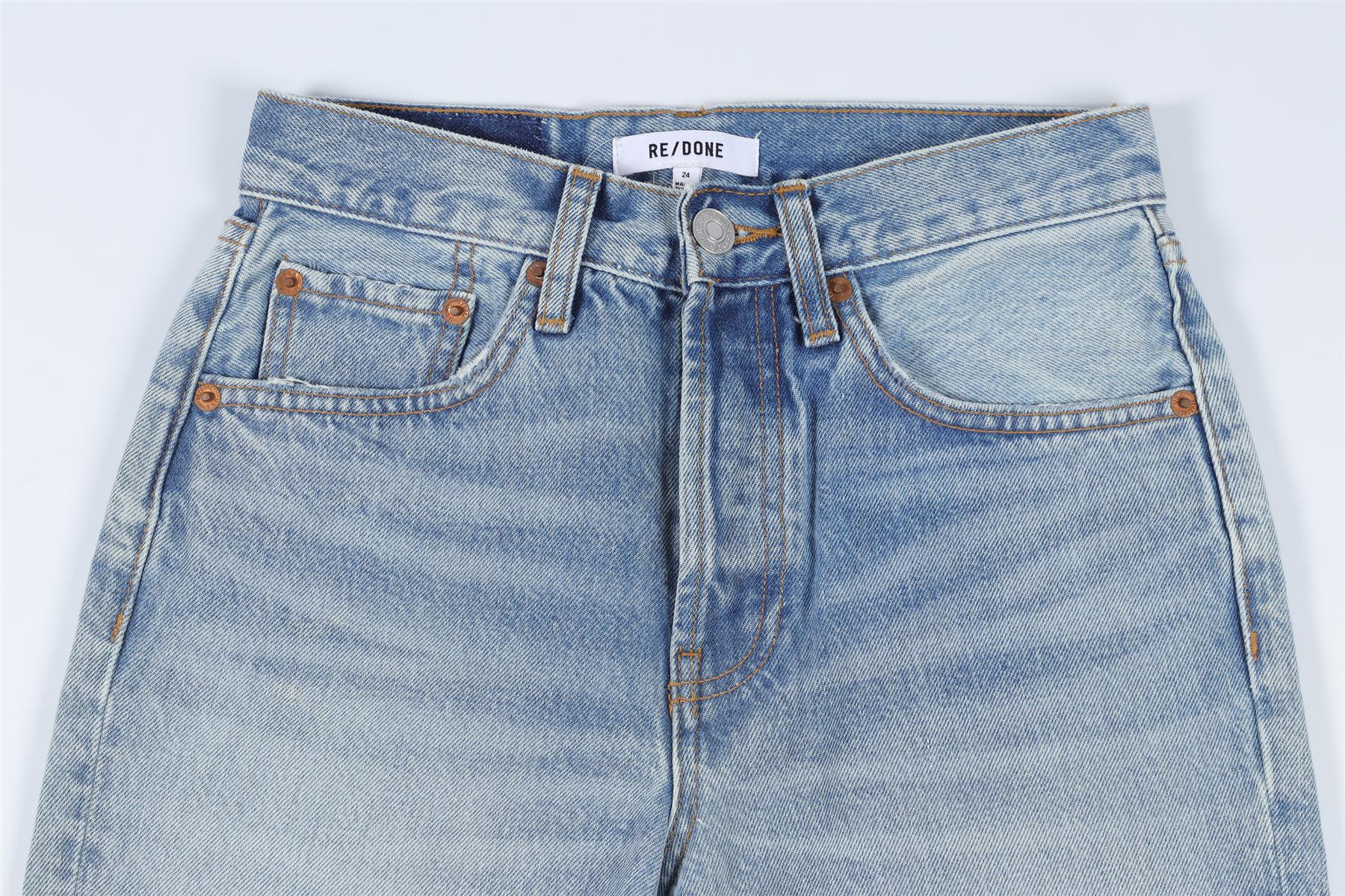 RE/DONE BLUE HIGH RISE STRAIGHT LEG JEANS W24 UK 6 - Image 3