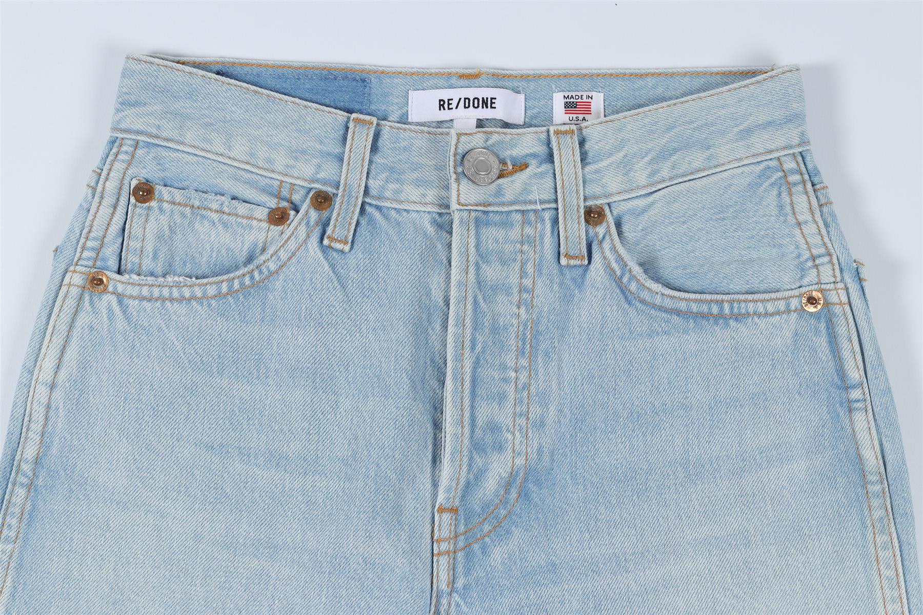 RE/DONE BLUE HIGH RISE STRAIGHT LEG JEANS W24 UK 6 - Image 3