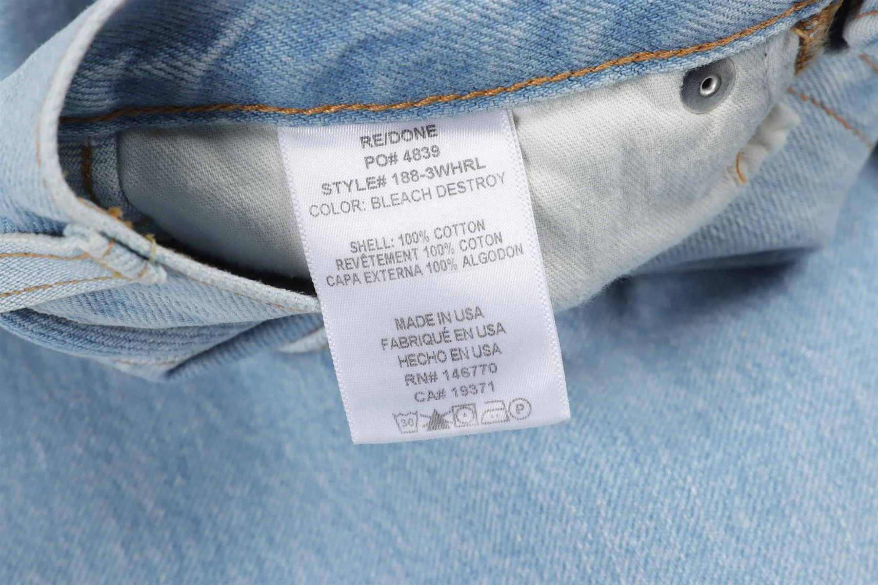 RE/DONE BLUE HIGH RISE STRAIGHT LEG JEANS W24 UK 6 - Image 6
