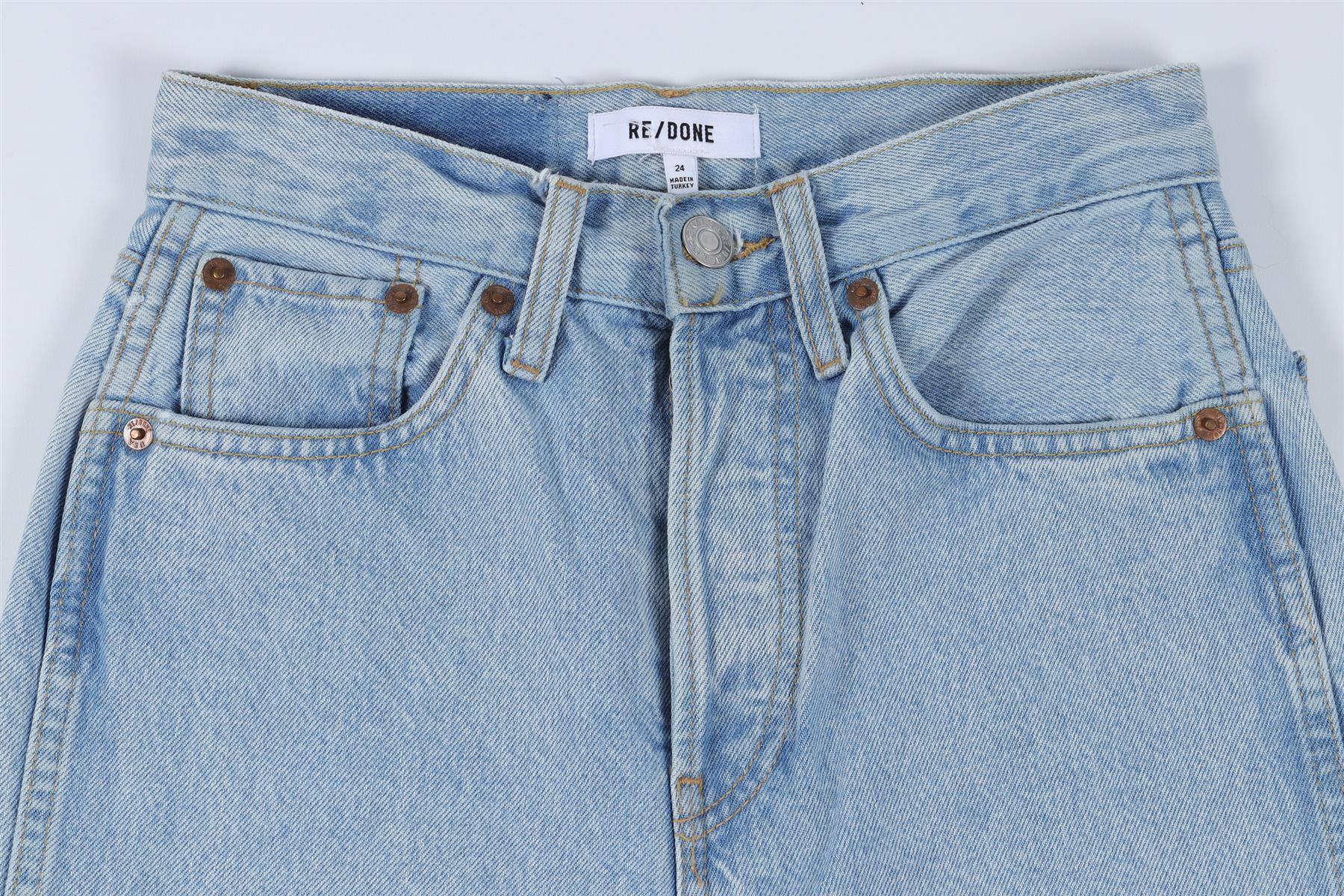 RE/DONE BLUE HIGH RISE STRAIGHT LEG JEANS W24 UK 6 - Image 3