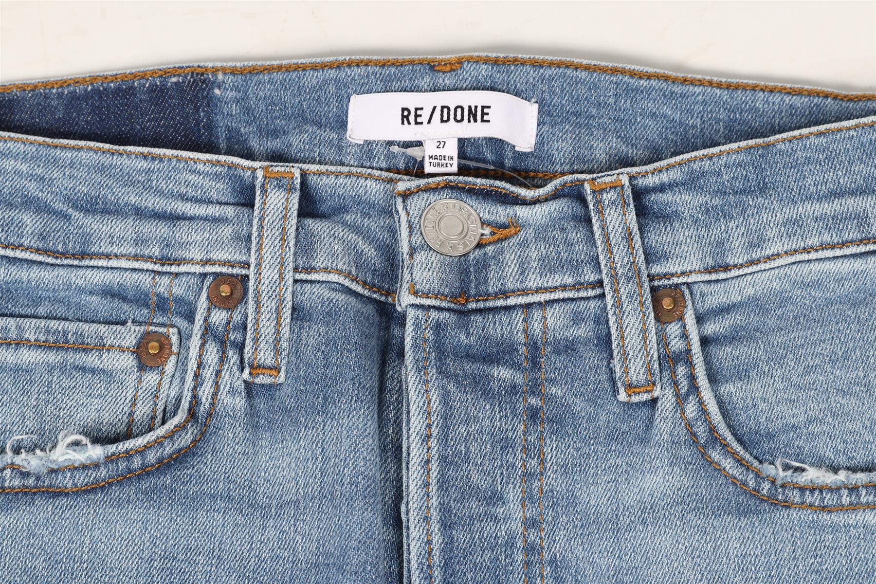 RE/DONE BLUE HIGH RISE STRAIGHT LEG JEANS W27 UK 8-10 - Image 4