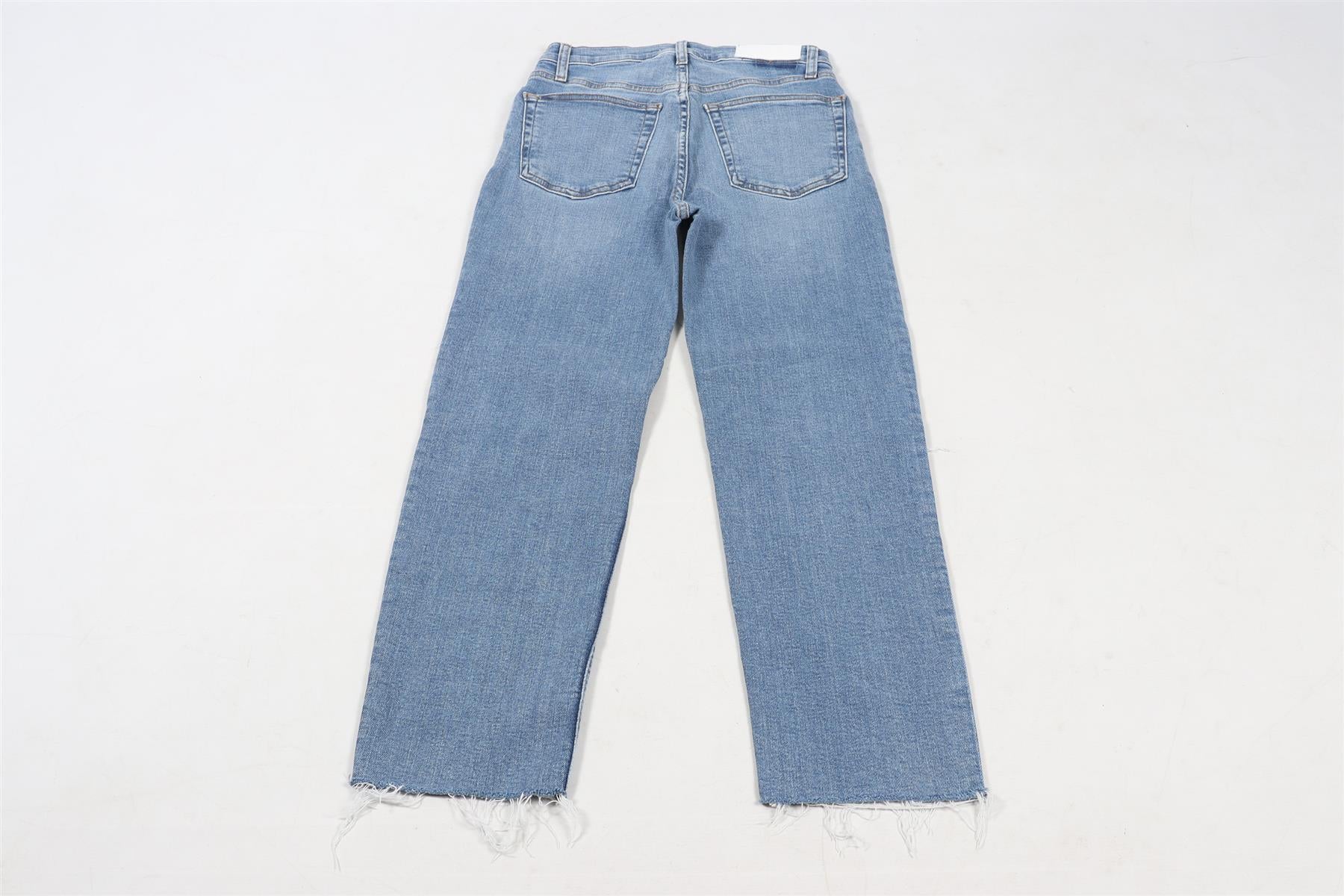 RE/DONE BLUE HIGH RISE STRAIGHT LEG JEANS W27 UK 8-10 - Image 5