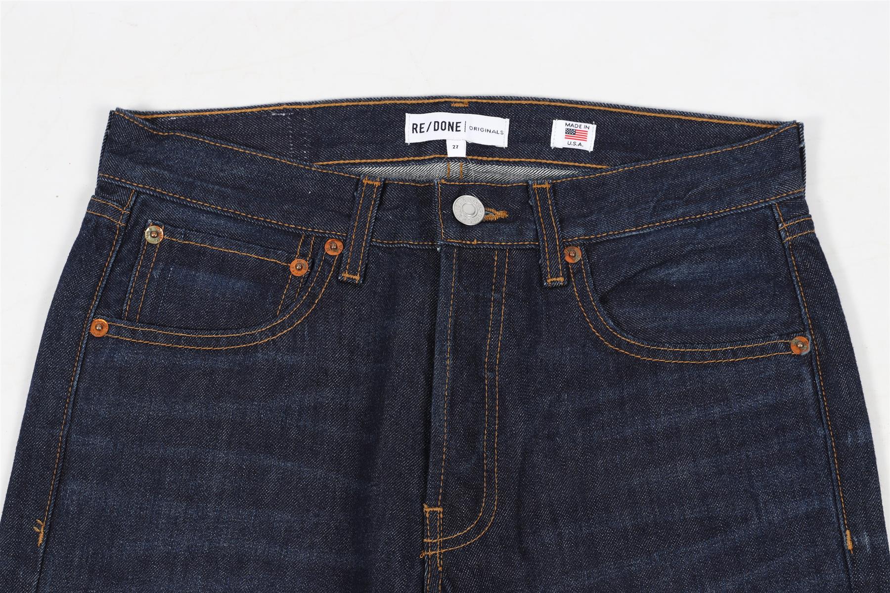 RE/DONE BLUE HIGH RISE STRAIGHT LEG JEANS W27 UK 8-10 - Image 4