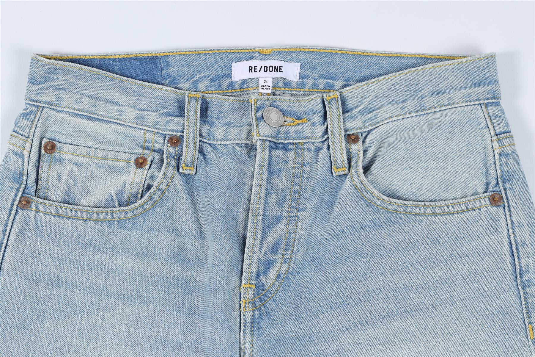 RE/DONE BLUE HIGH RISE WIDE LEG JEANS W24 UK 6 - Image 3