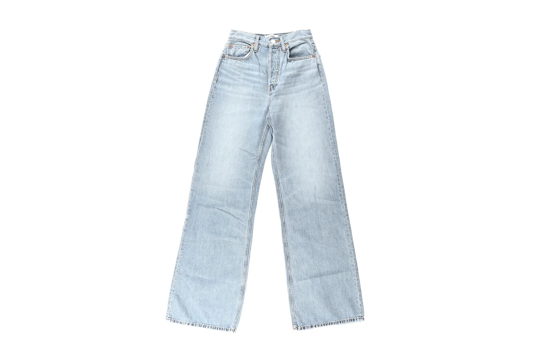 RE/DONE BLUE HIGH RISE WIDE LEG JEANS W24 UK 6 - Image 2