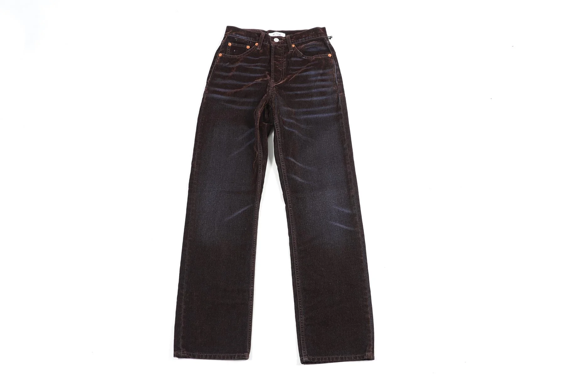 RE/DONE BROWN HIGH RISE STRAIGHT LEG JEANS W24 UK 6 - Image 2