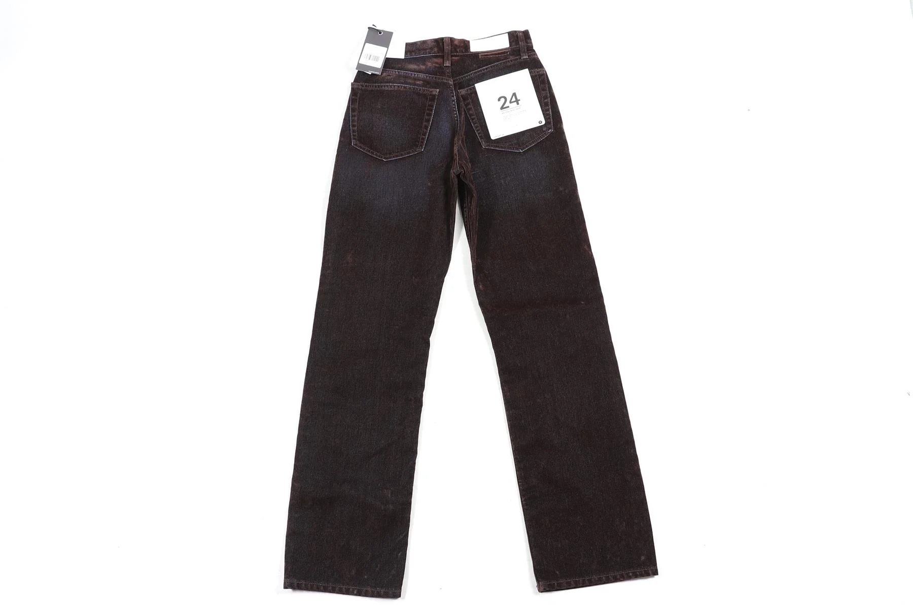 RE/DONE BROWN HIGH RISE STRAIGHT LEG JEANS W24 UK 6 - Image 4