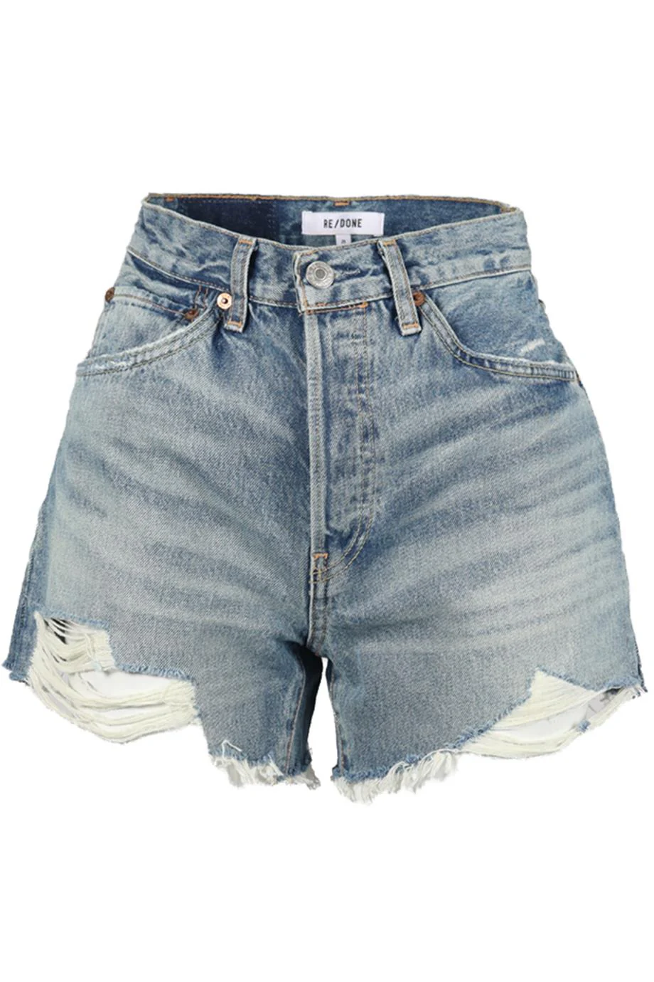 RE/DONE DISTRESSED HIGH RISE DENIM SHORTS W25 UK 6-8