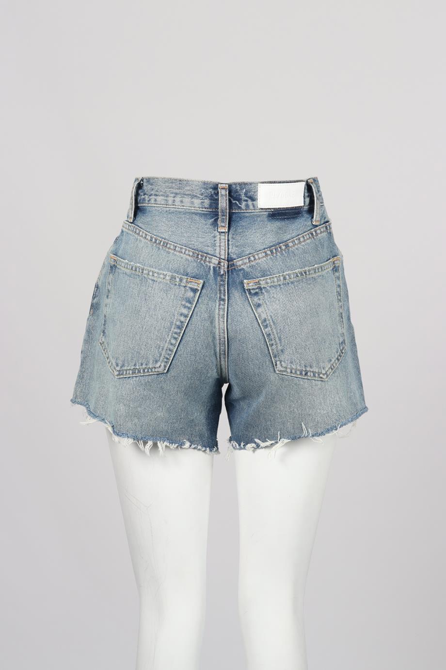 RE/DONE DISTRESSED HIGH RISE DENIM SHORTS W25 UK 6-8 - Image 4