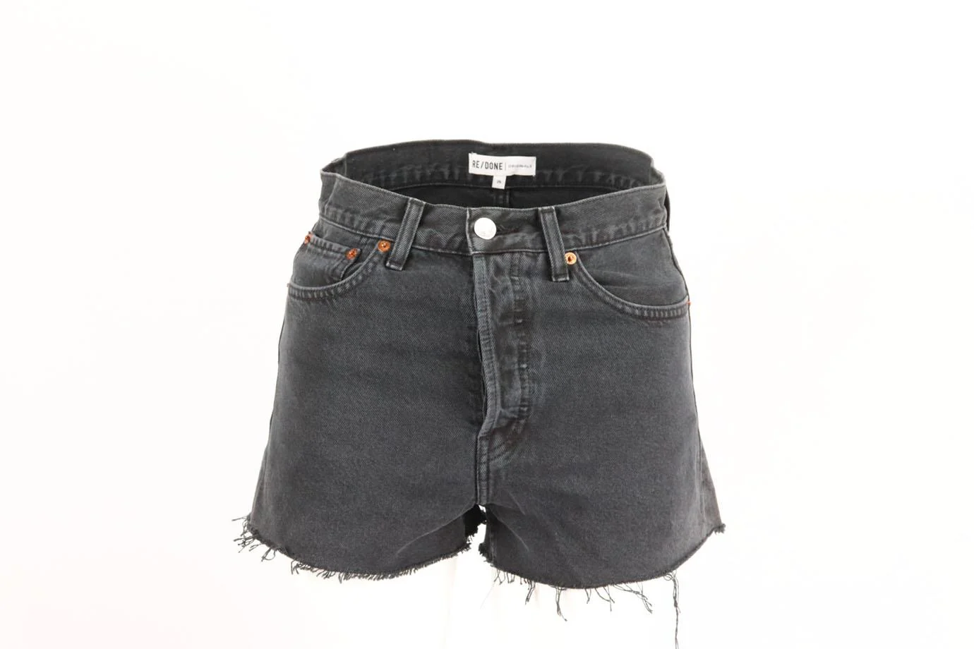 RE/DONE DISTRESSED HIGH RISE DENIM SHORTS W26 UK 8 - Image 2