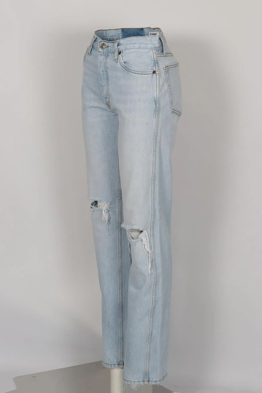 RE/DONE DISTRESSED HIGH RISE STRAIGHT LEG JEANS W25 UK 6-8 - Image 3