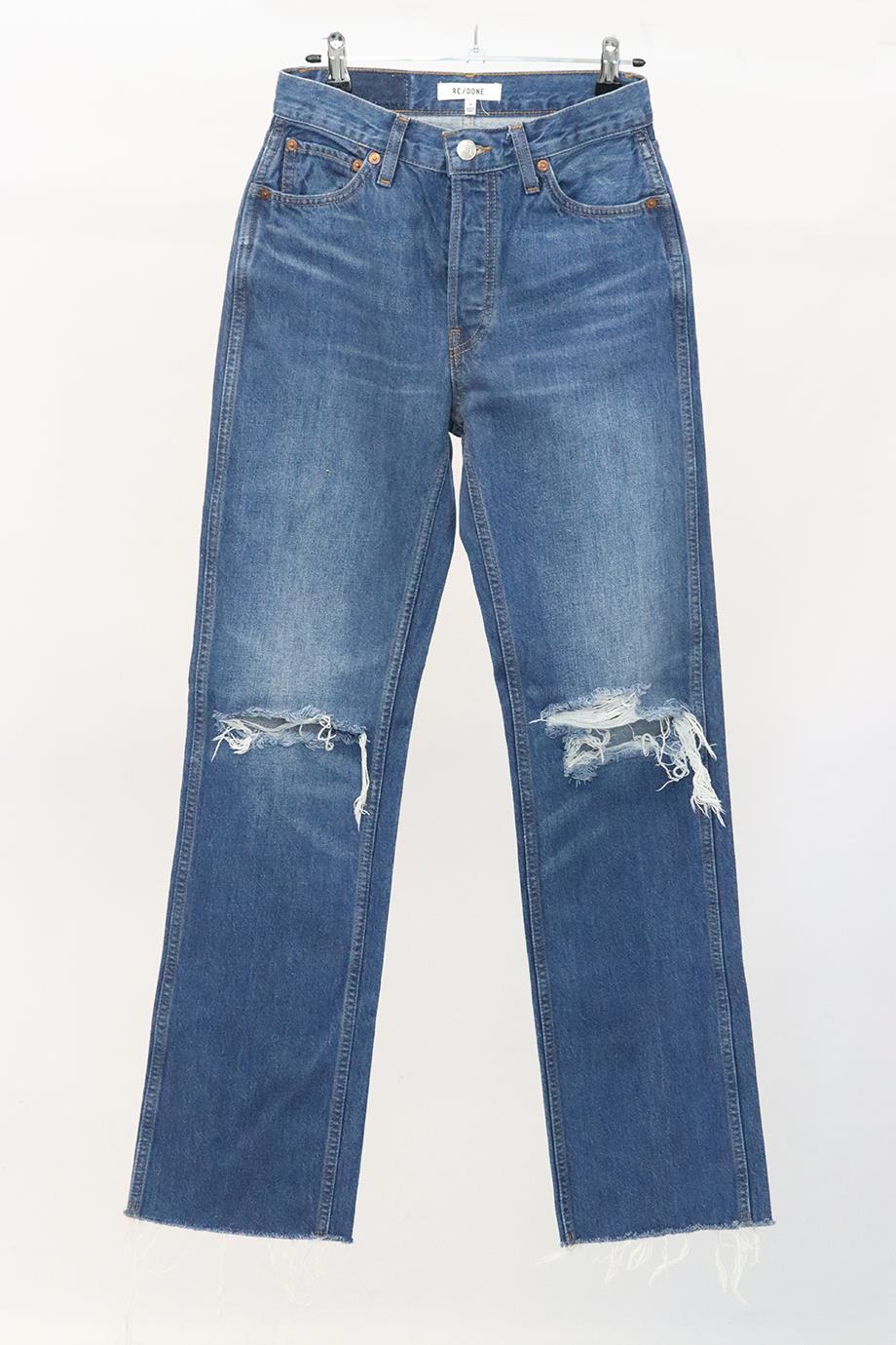 RE/DONE DISTRESSED HIGH RISE WIDE LEG JEANS W25 UK 6-8 - Image 2