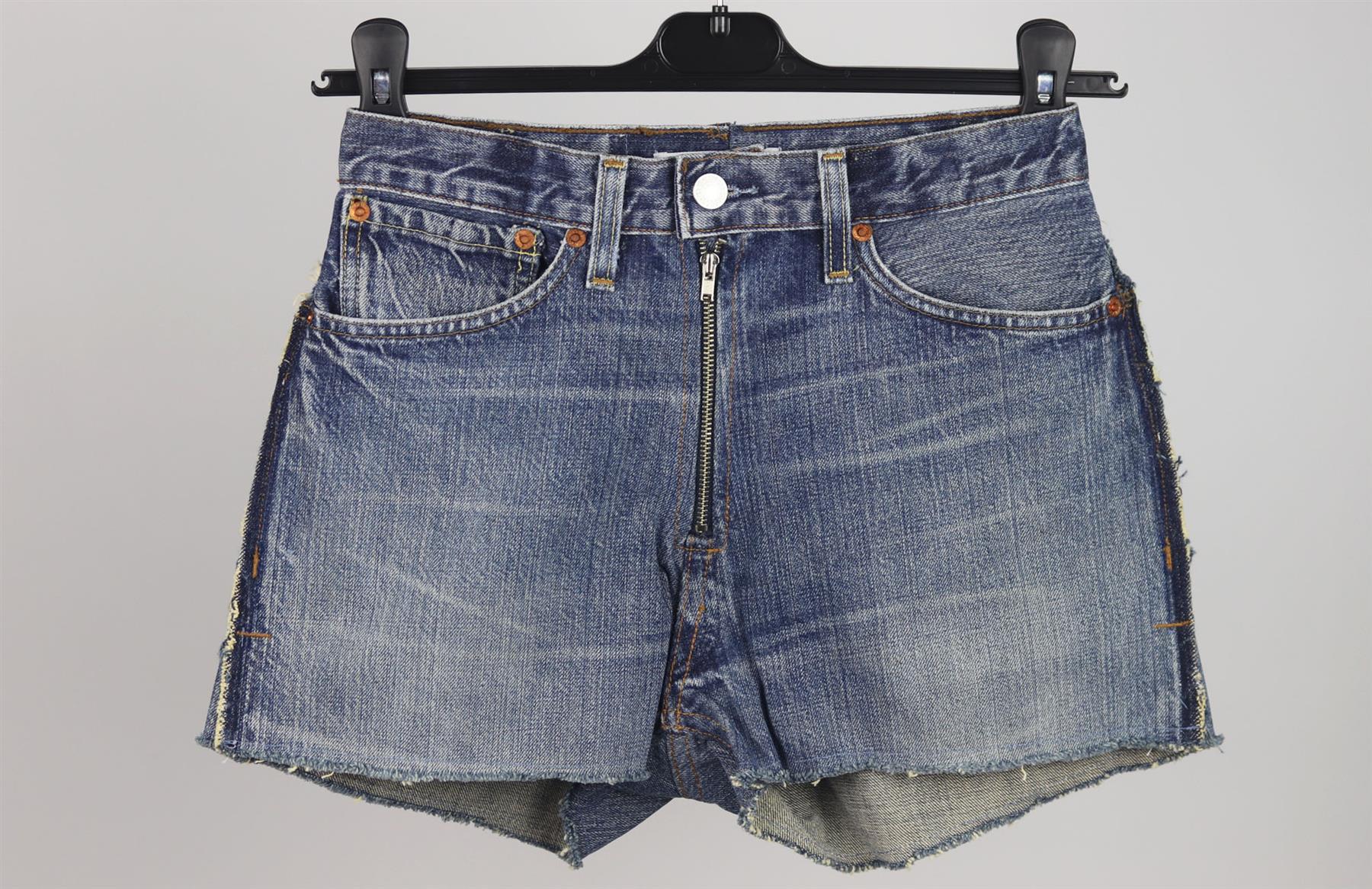 RE/DONE DISTRESSED HIGH WAISTED DENIM SHORTS W24 UK 6 - Image 2