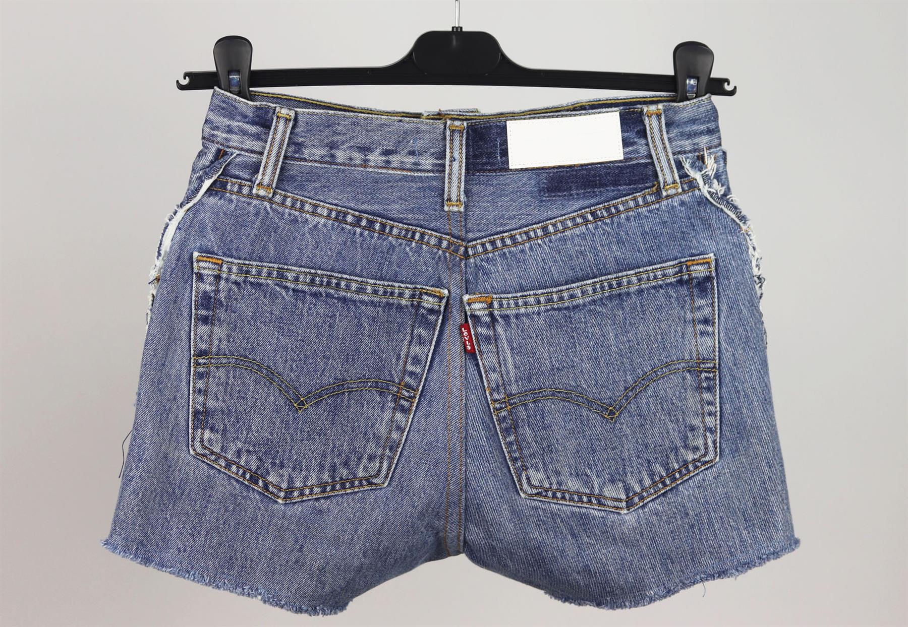 RE/DONE DISTRESSED HIGH WAISTED DENIM SHORTS W24 UK 6 - Image 3