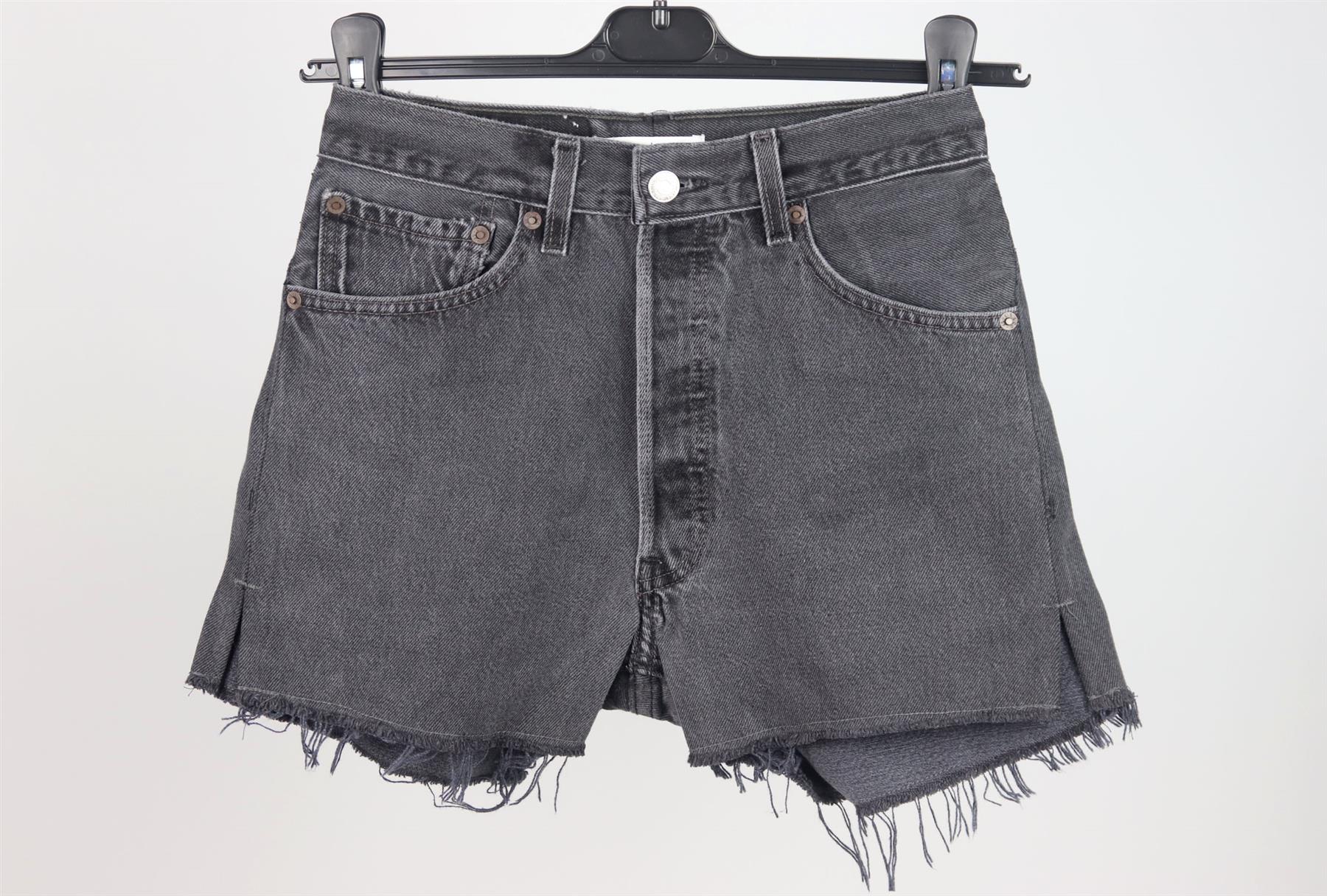 RE/DONE DISTRESSED HIGH WAISTED DENIM SHORTS W24 UK 6 - Image 2