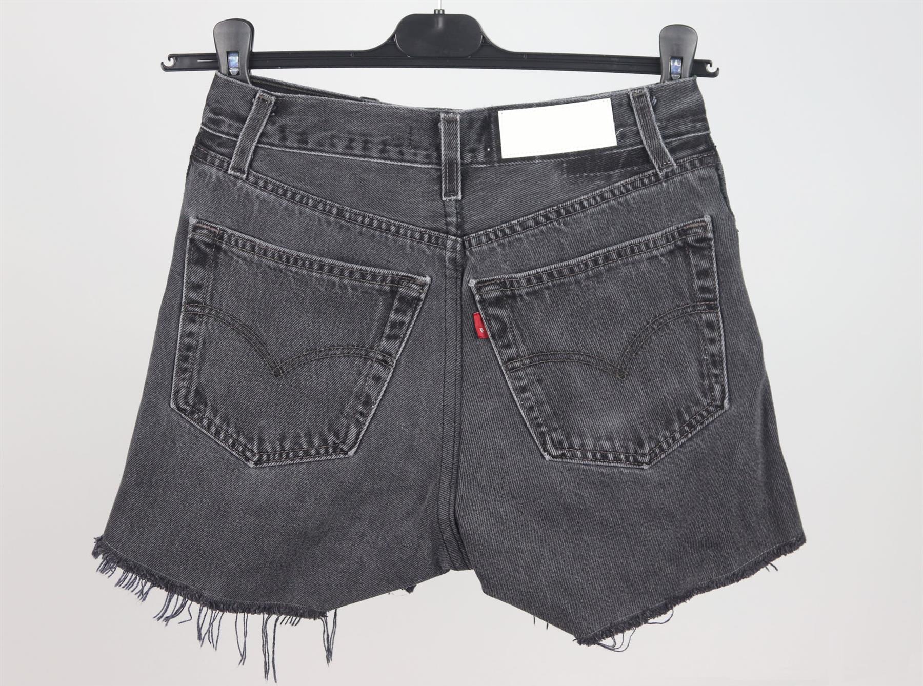 RE/DONE DISTRESSED HIGH WAISTED DENIM SHORTS W24 UK 6 - Image 3