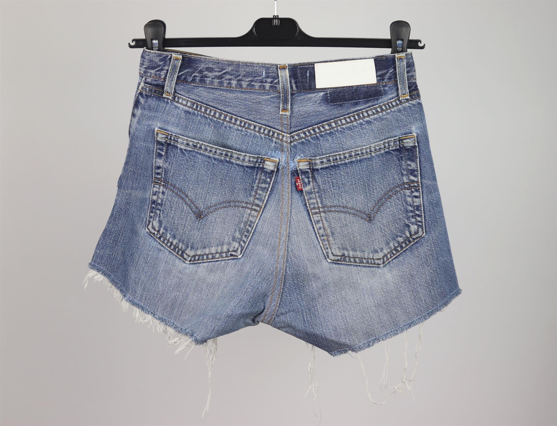RE/DONE DISTRESSED HIGH WAISTED DENIM SHORTS W25 UK 6/8 - Image 3
