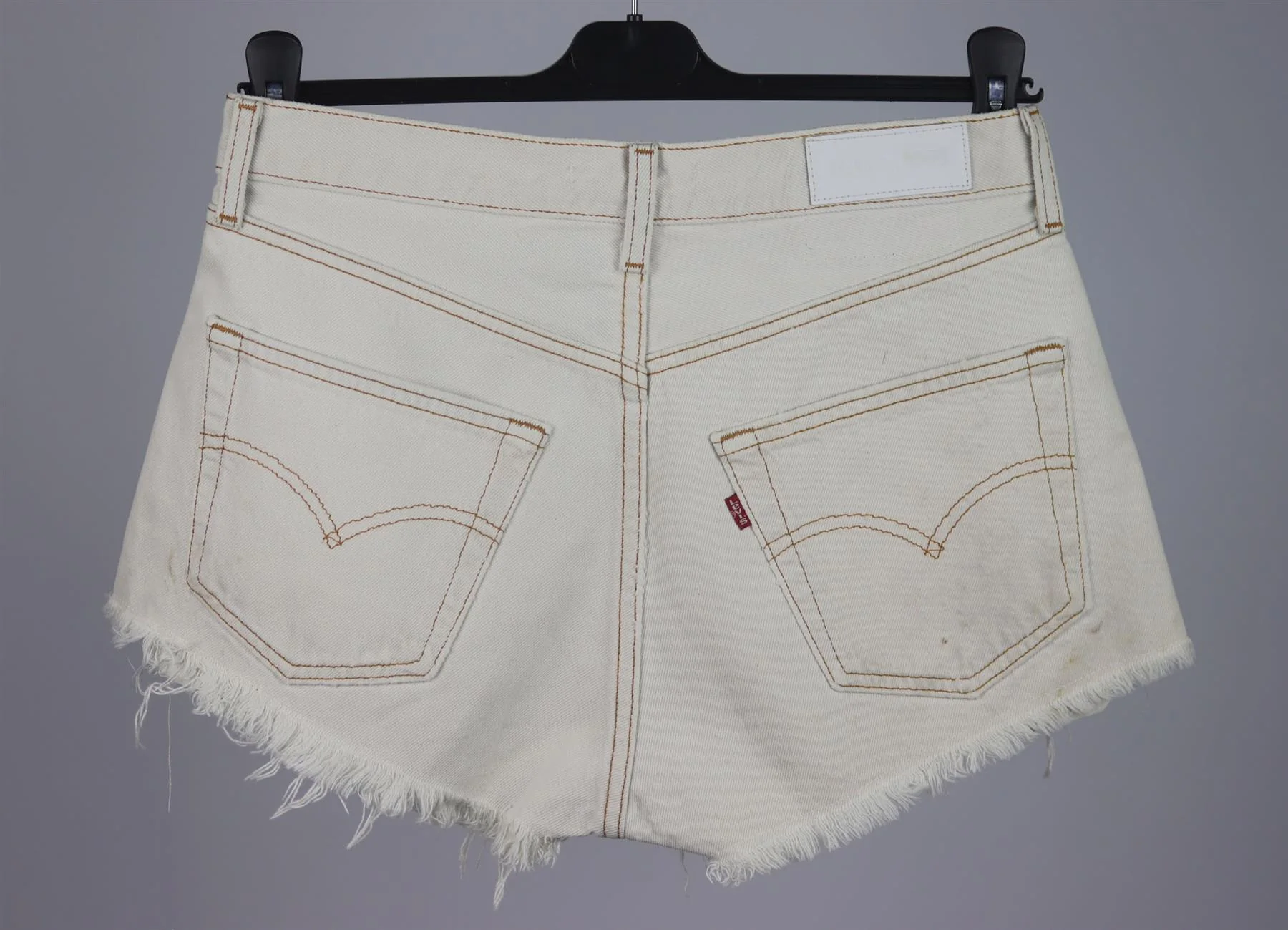 RE/DONE DISTRESSED HIGH WAISTED DENIM SHORTS W25 UK 6/8 - Image 3