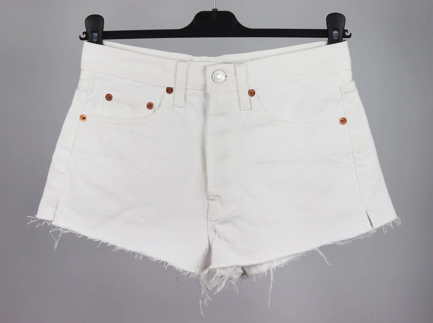 RE/DONE DISTRESSED HIGH WAISTED DENIM SHORTS W26 UK 8 - Image 8