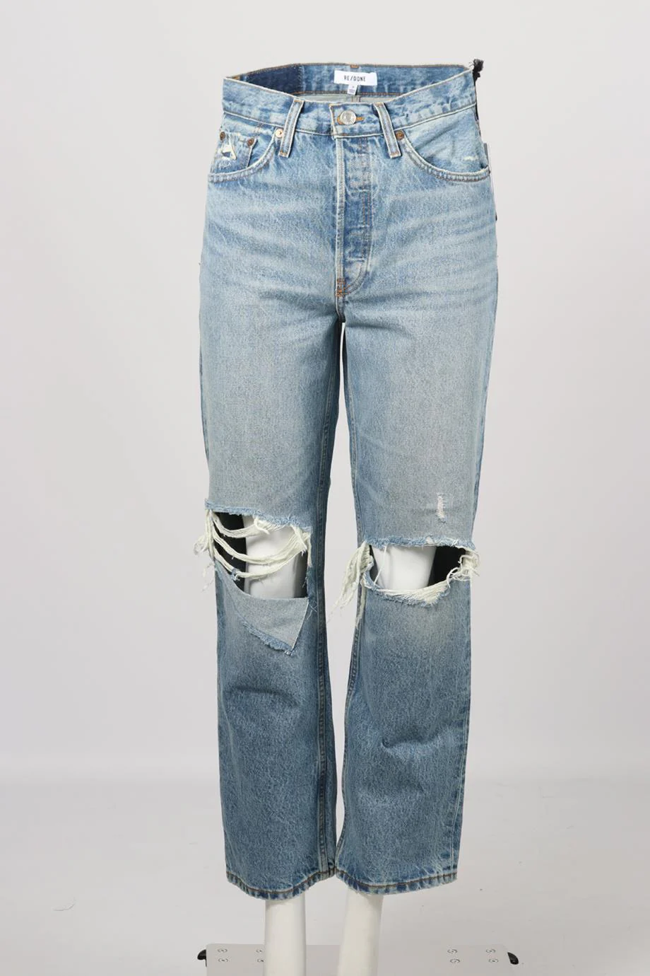 RE/DONE DISTRESSED STRAIGHT LEG JEANS W25 UK 6-8 - Image 2