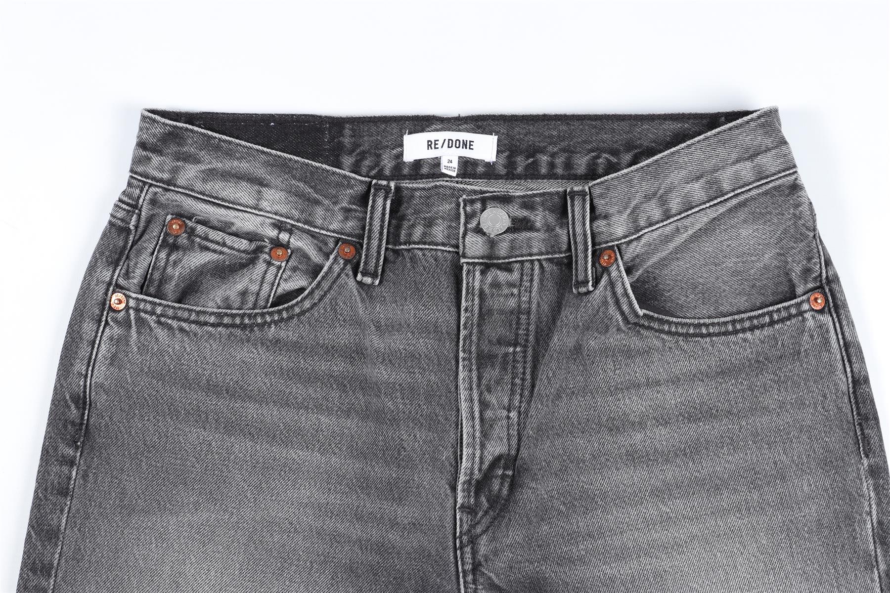 RE/DONE GREY HIGH RISE WIDE LEG JEANS W24 UK 6 - Image 3