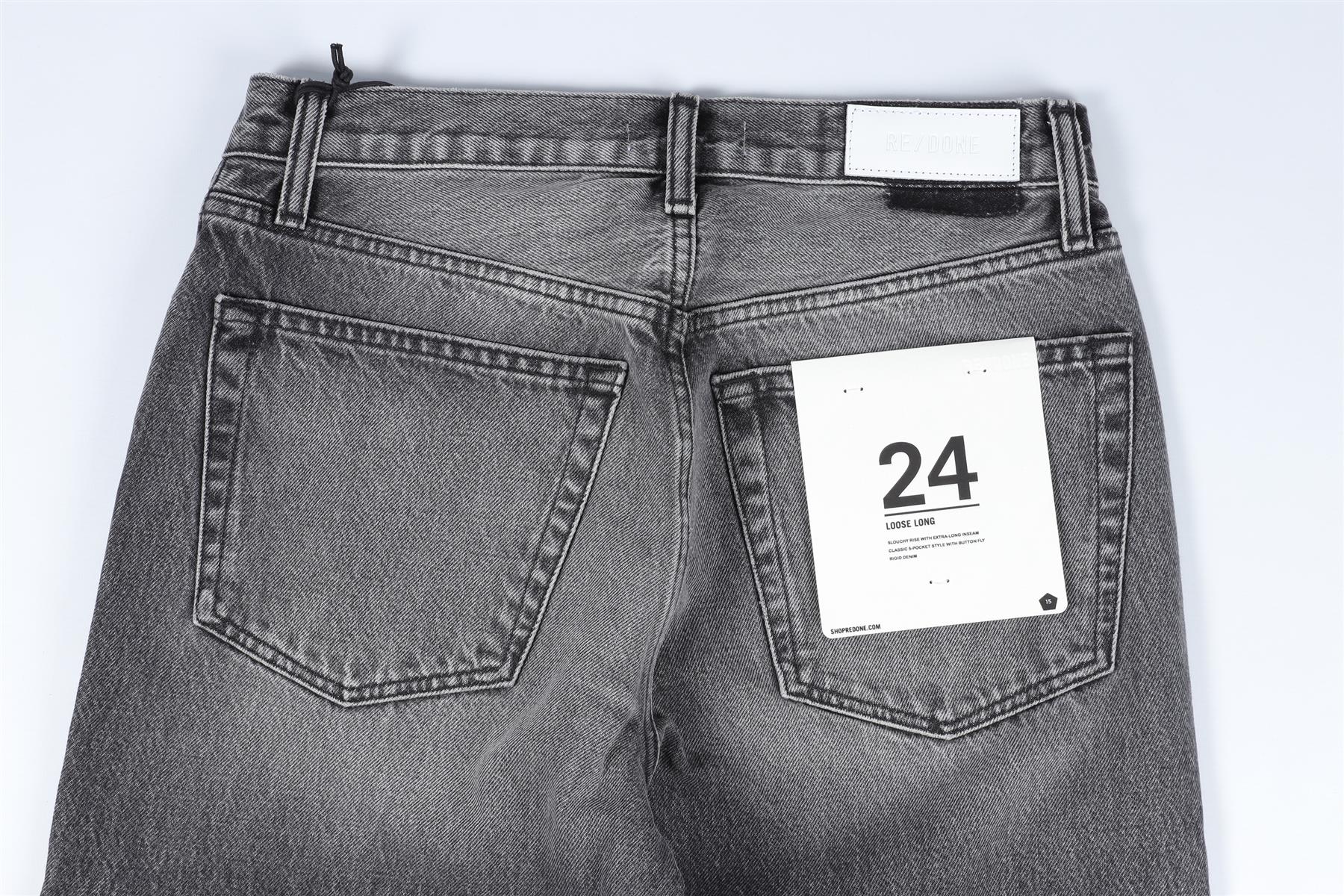 RE/DONE GREY HIGH RISE WIDE LEG JEANS W24 UK 6 - Image 5